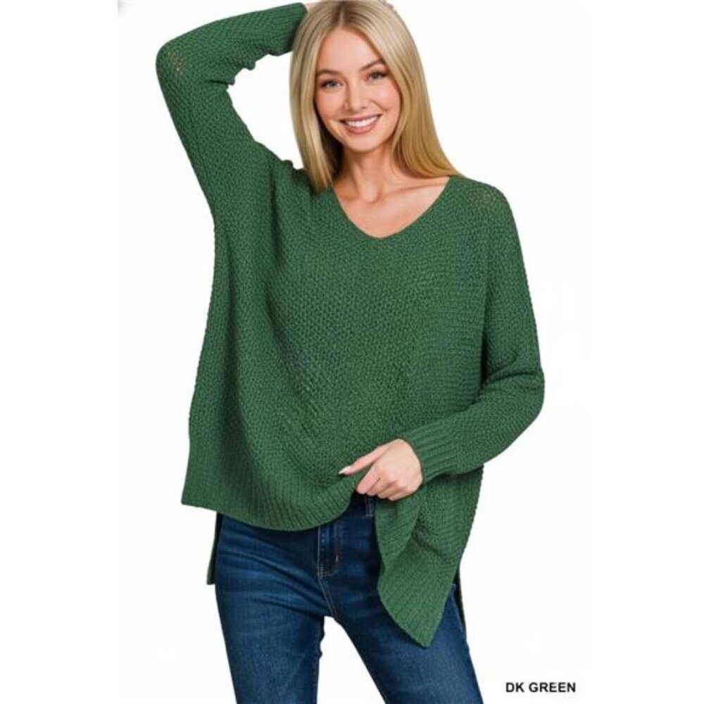 Zenana Dolman Sleeve V-Neck Sweater‎